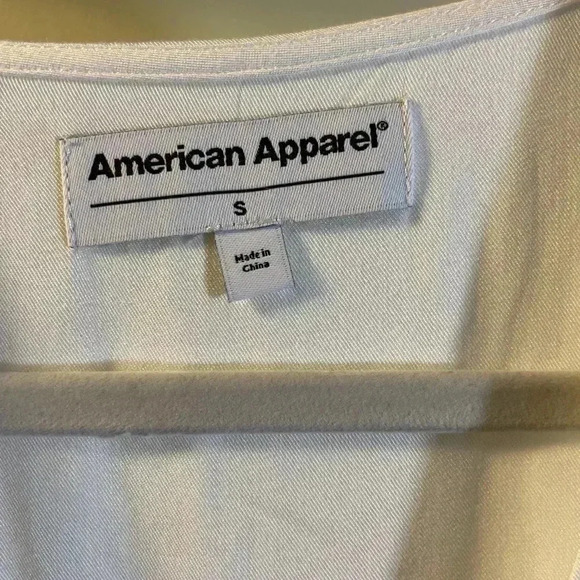 American Apparel Women Sz Small White Viscose Long Sleeve Crossfront Romper NWOT - Picture 6 of 11